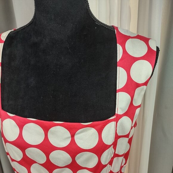 Kim Rogers Pink White Polka Dot Cotton Fit & Flare Sleeveless Belted Dress 16 - Picture 4 of 16